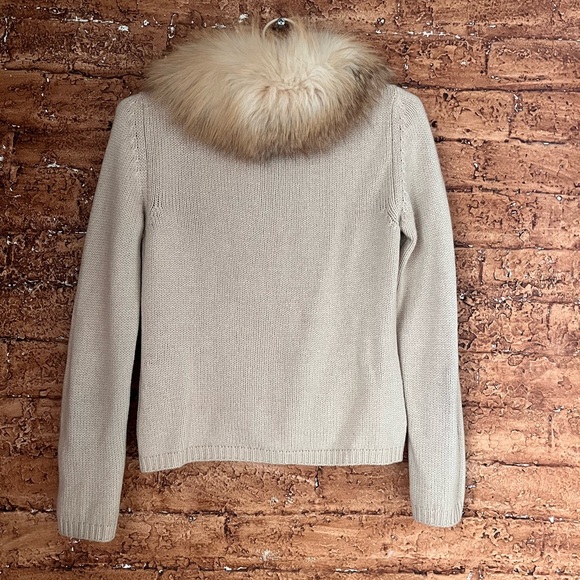 🦋 Vintage 1997 Blumarine Wool Cashmere Fox Fur Collar Cardigan Sweater IT 38 - Picture 7 of 17